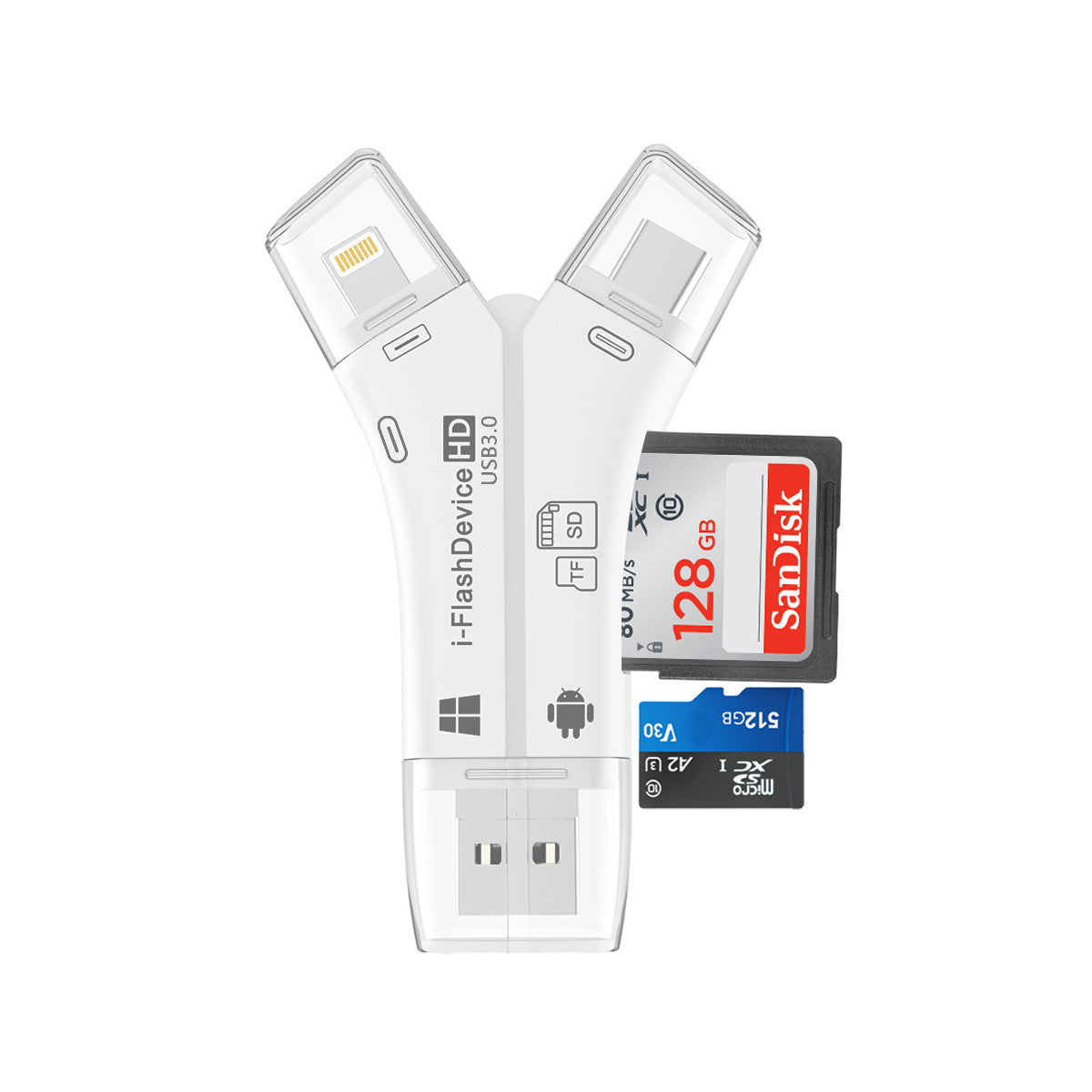 Lecteur de carte mobile TF SD multifonctionnel quatre en un universel