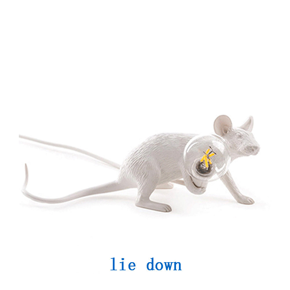 Lampe de Table Creative Nordique en Résine Souris Lumières LED Veilleuse Mini Lampes de Bureau Rat