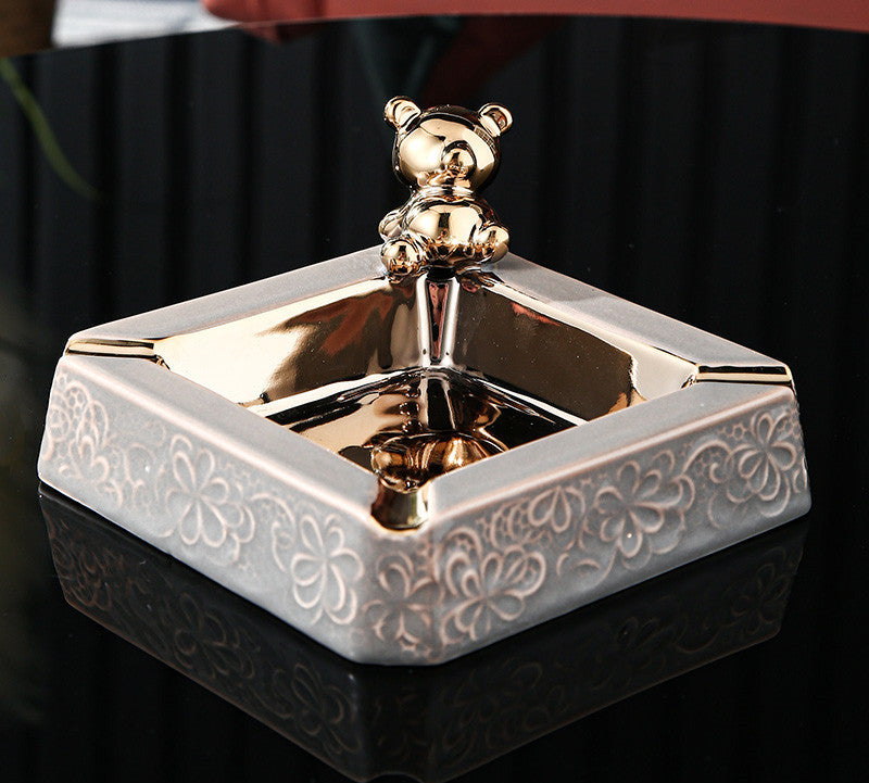 Ceramic Bear Ashtray, Light Luxury, Modern Creative Personality, KTV Hotel Office