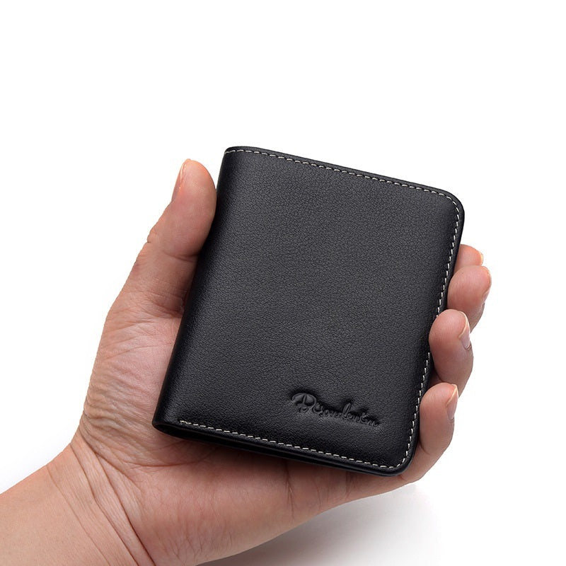 Men's Short Genuine Soft Leather Ultra-thin Wallet