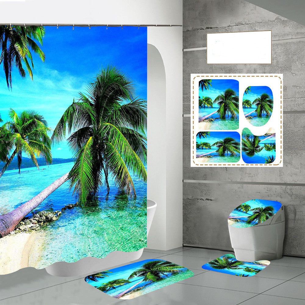 Mold Proof Polyester Beach Bathroom Shower Curtain