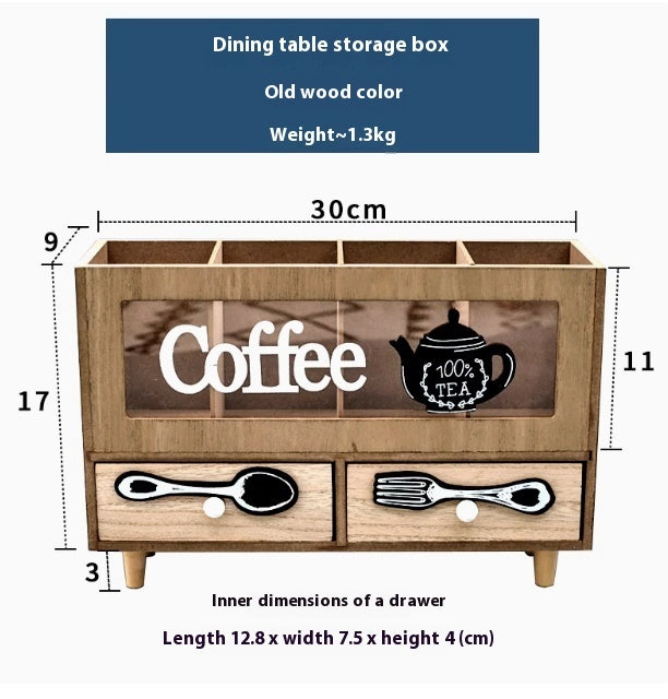 Retro Wood Desktop Small Storage Cabinet Drawer Compartment