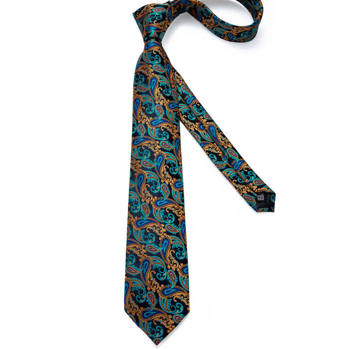 Men's Tie Pocket Square Cuff Buckle Set Plaid Retro