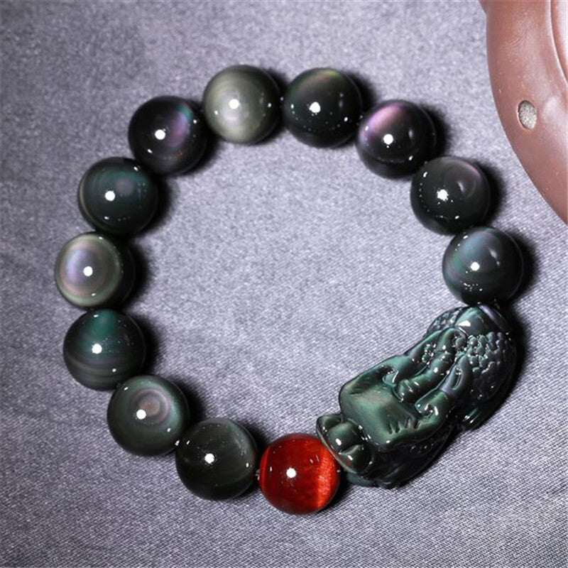 Natural Rainbow Eyes Obsidian Bracelet For Men