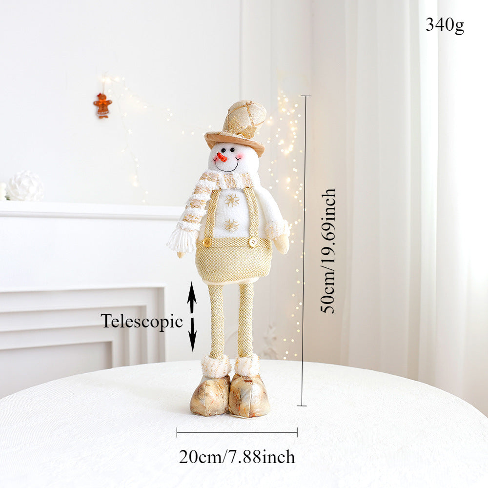 Décorations de Noël Poupée Rétractable Bonhomme de Neige Doré Élan