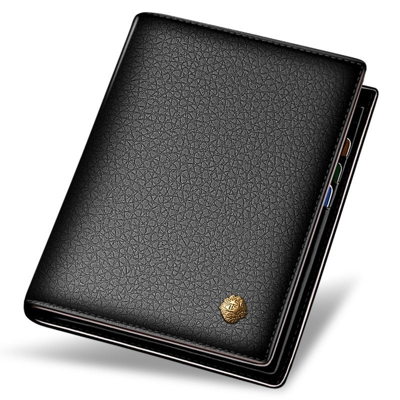 Youth Short First Layer Cowhide Wallet Vertical Korean Business