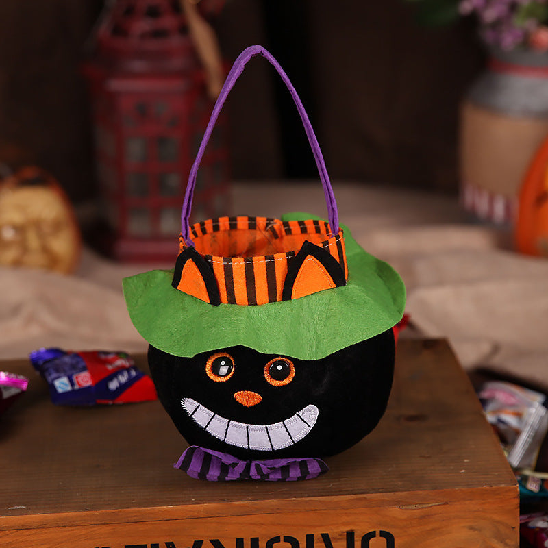 Sac à bonbons d'Halloween mignon Sac à main portable motif citrouille d'Halloween Accessoires de cosplay Panier cadeau Cadeaux pour enfants