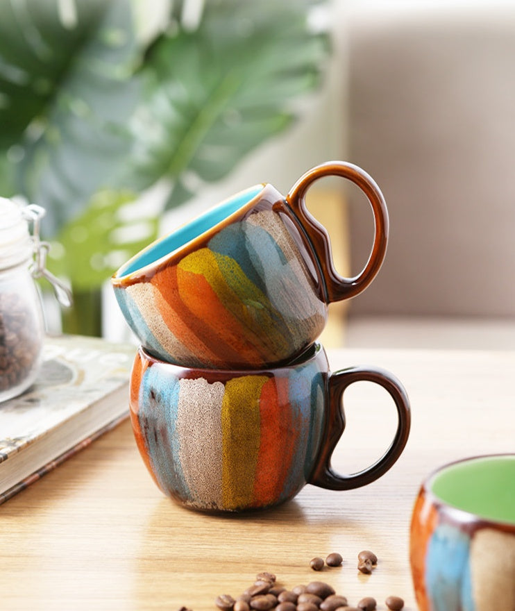 Tasse créative en céramique pour lait, eau, café, petit-déjeuner, tasse de couple, avec couvercle et cuillère