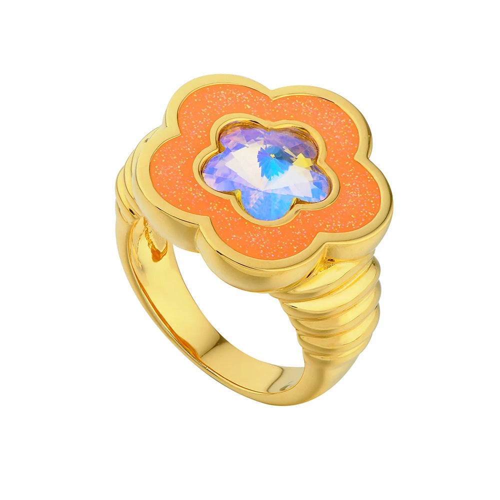 New Ibiza Flora Drip Oil Preservation Electroplating Color Ring
