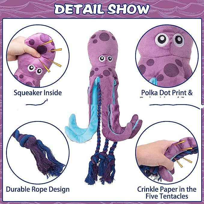 Jouet de nettoyage molaire en peluche sonore pieuvre