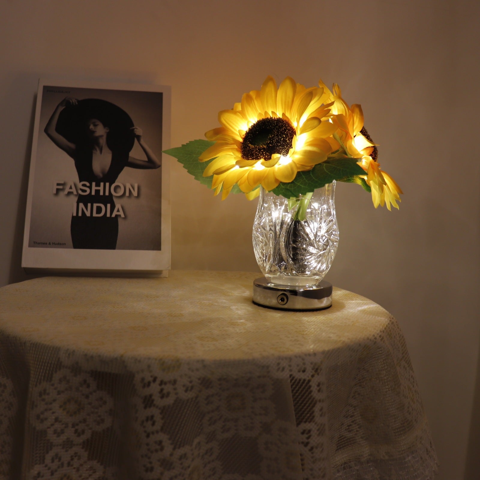 Sunflower Glass Vase Bedroom Bedside Lamp