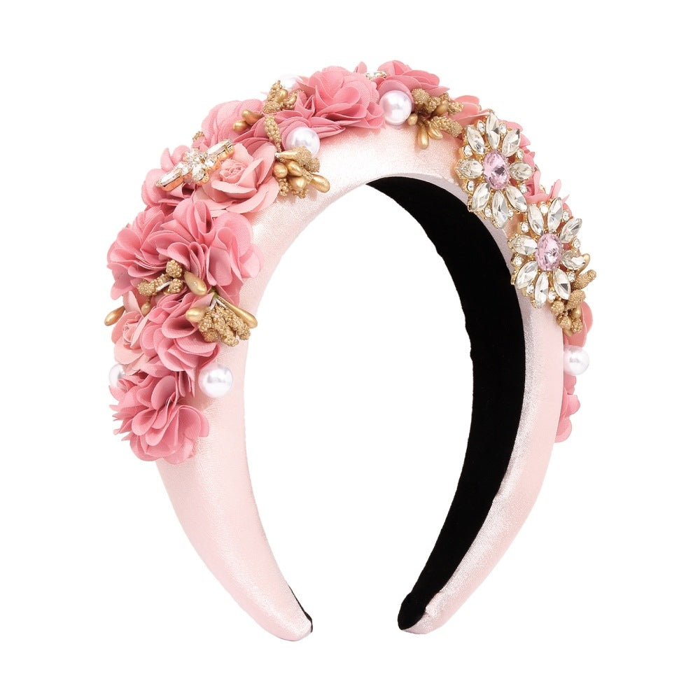 Accessoires à cheveux à perles d'imitation, bandeau large et tendance