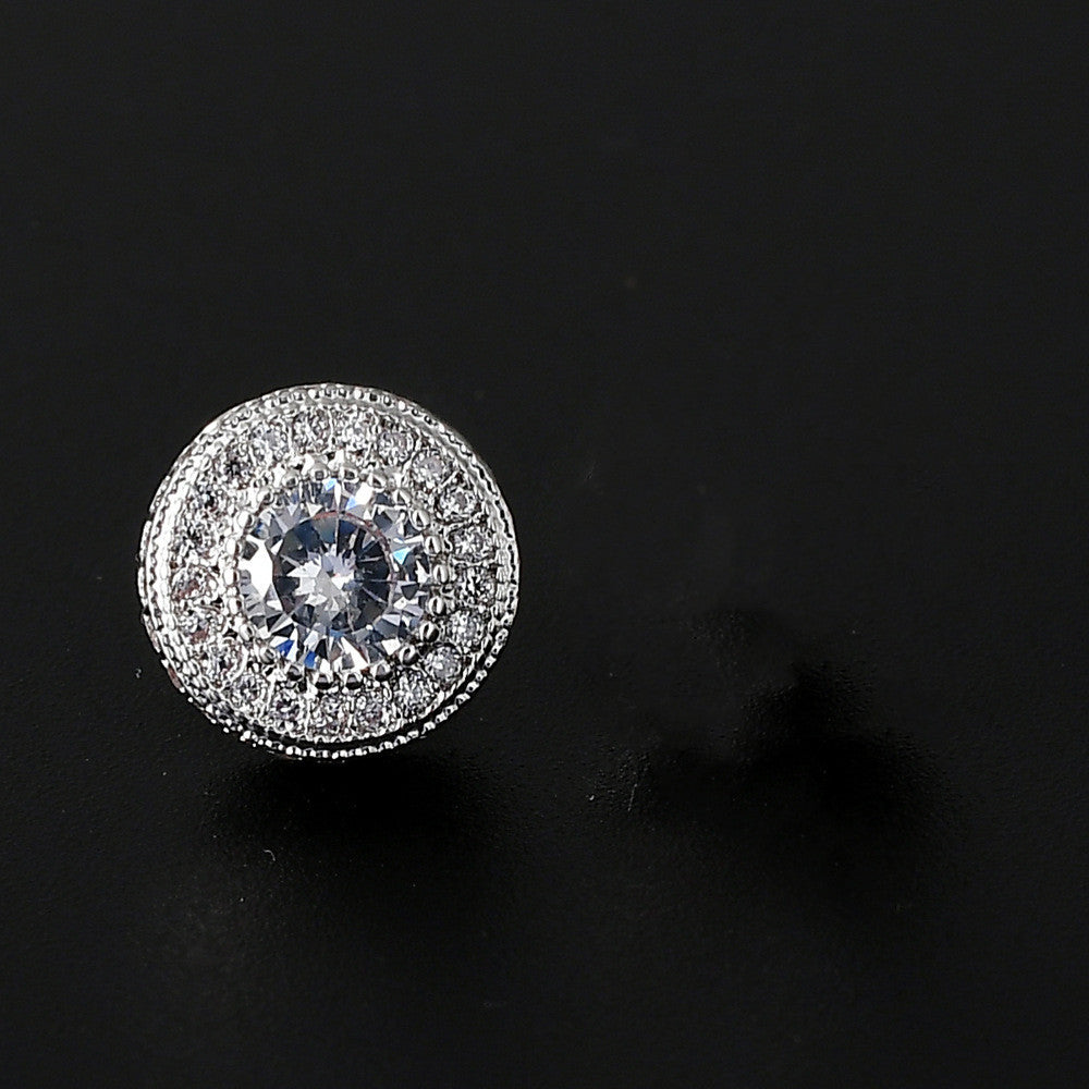 Round Full Zircon Hip Hop Personality Earrings Men And Women Trendy Diy Earrings