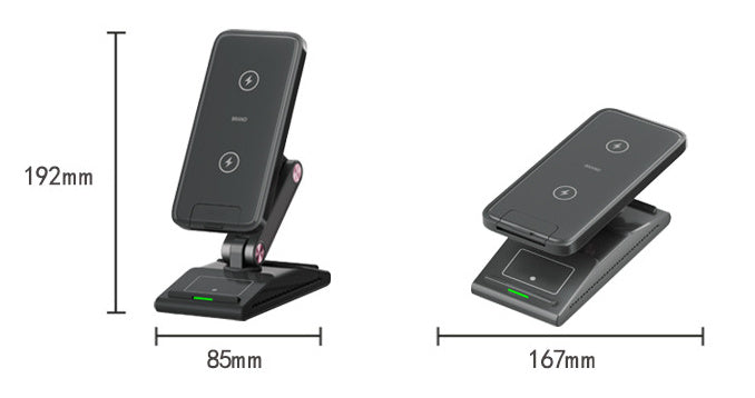 Chargeur de téléphone sans fil pliable trois-en-un