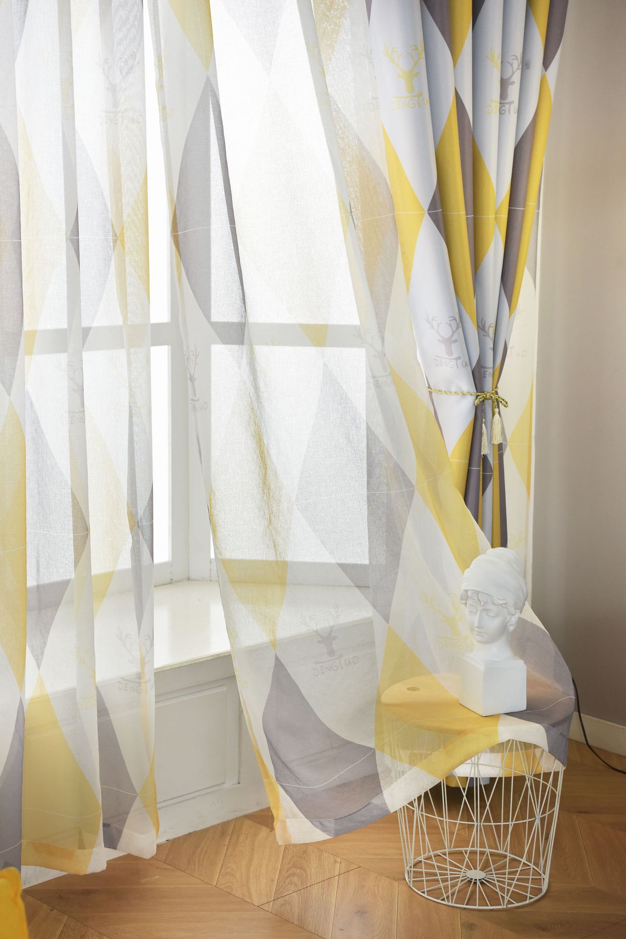 Ins Nordic Style Diamond Space-time Curtain Fabric Shade Be