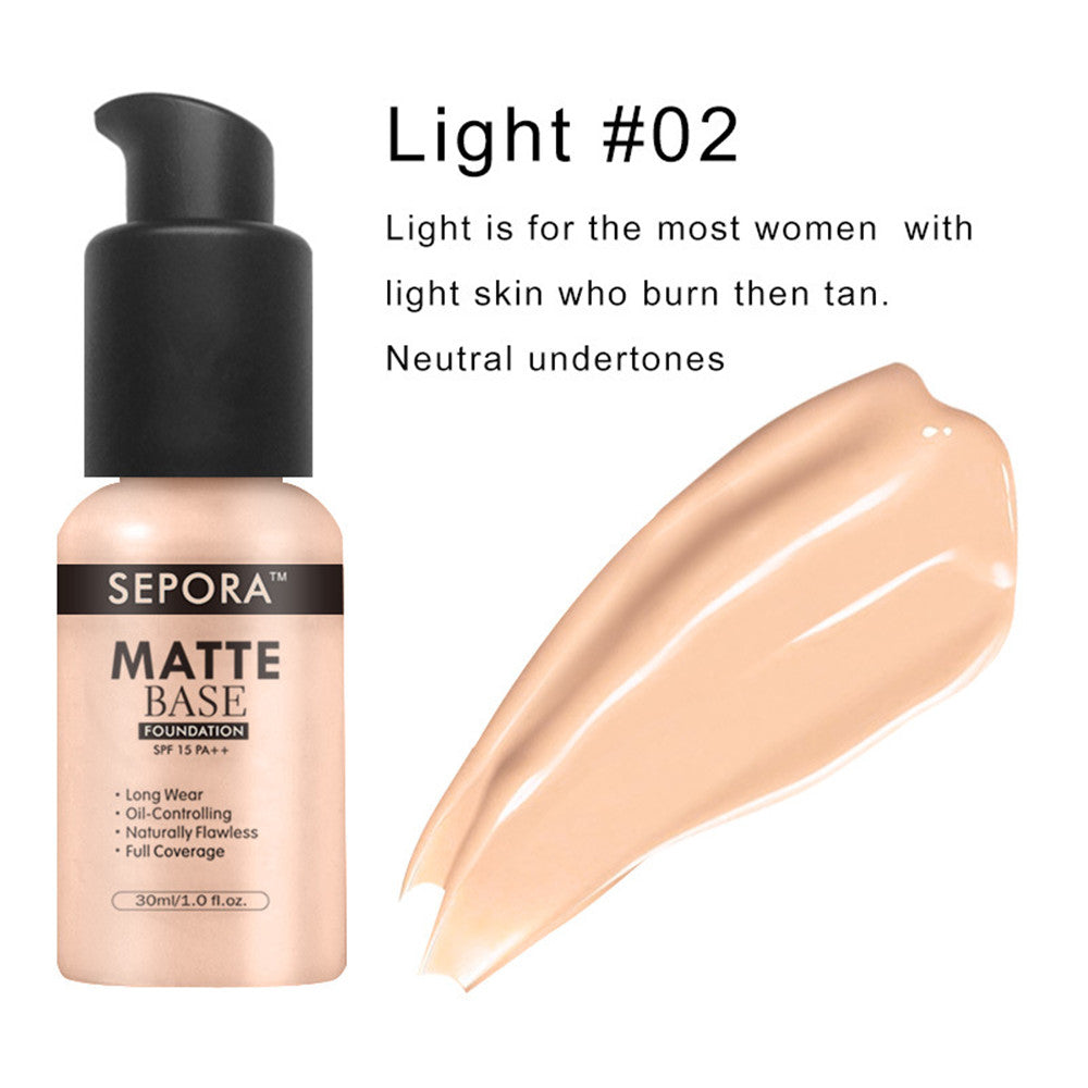 Base de maquillage liquide mat isolante, imperméable, naturelle, anti-cernes, contrôle du sébum