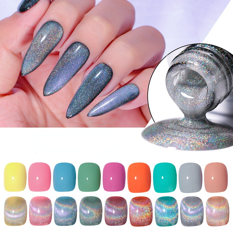 Vernis à ongles laser œil de chat arc-en-ciel brillant