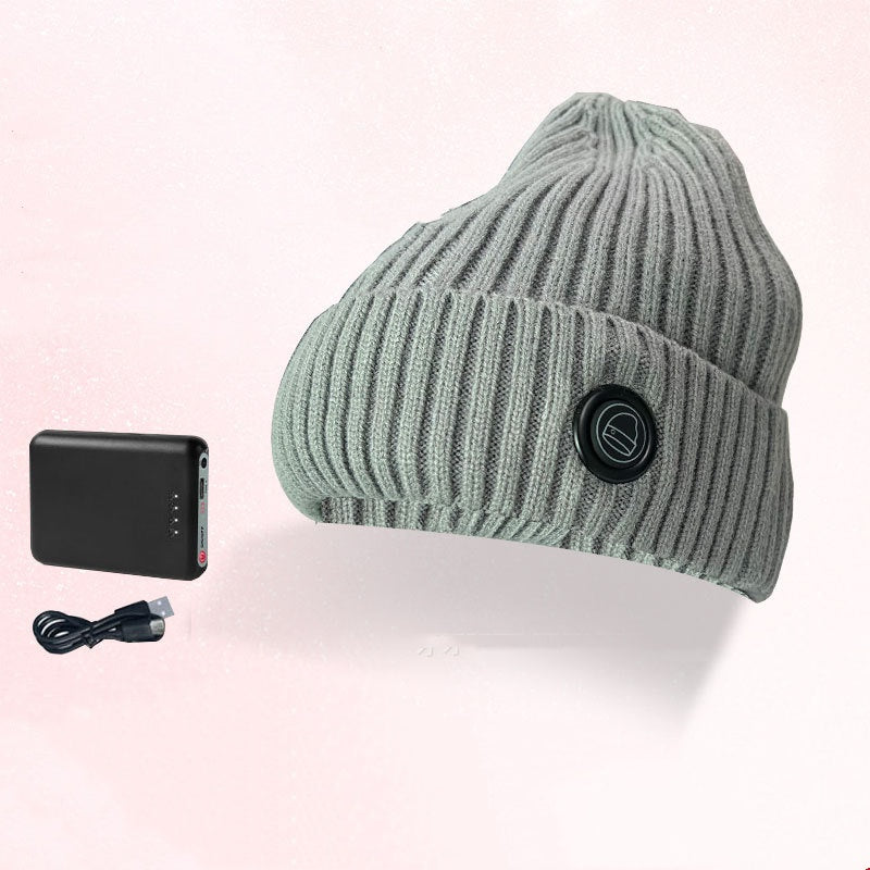 Bonnet de ski chauffant d'hiver, doublure en polaire, casquette chauffante