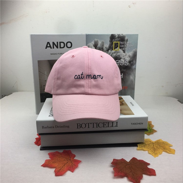 Cat Mom Letter Embroidery Peaked Cap