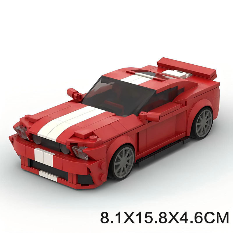 MOC-157029 Voiture de sport Cheval Sauvage Rouge Modèle de voiture créatif assemblé Ornements Cadeau
