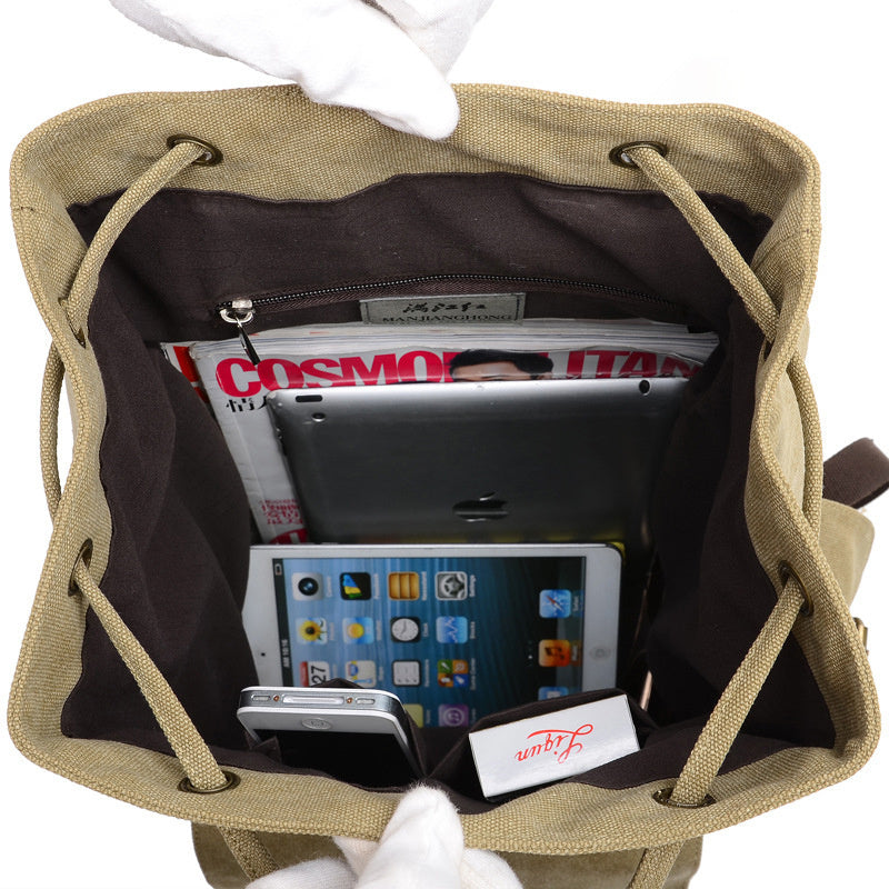 Sac à dos de voyage spacieux rétro en toile pour homme