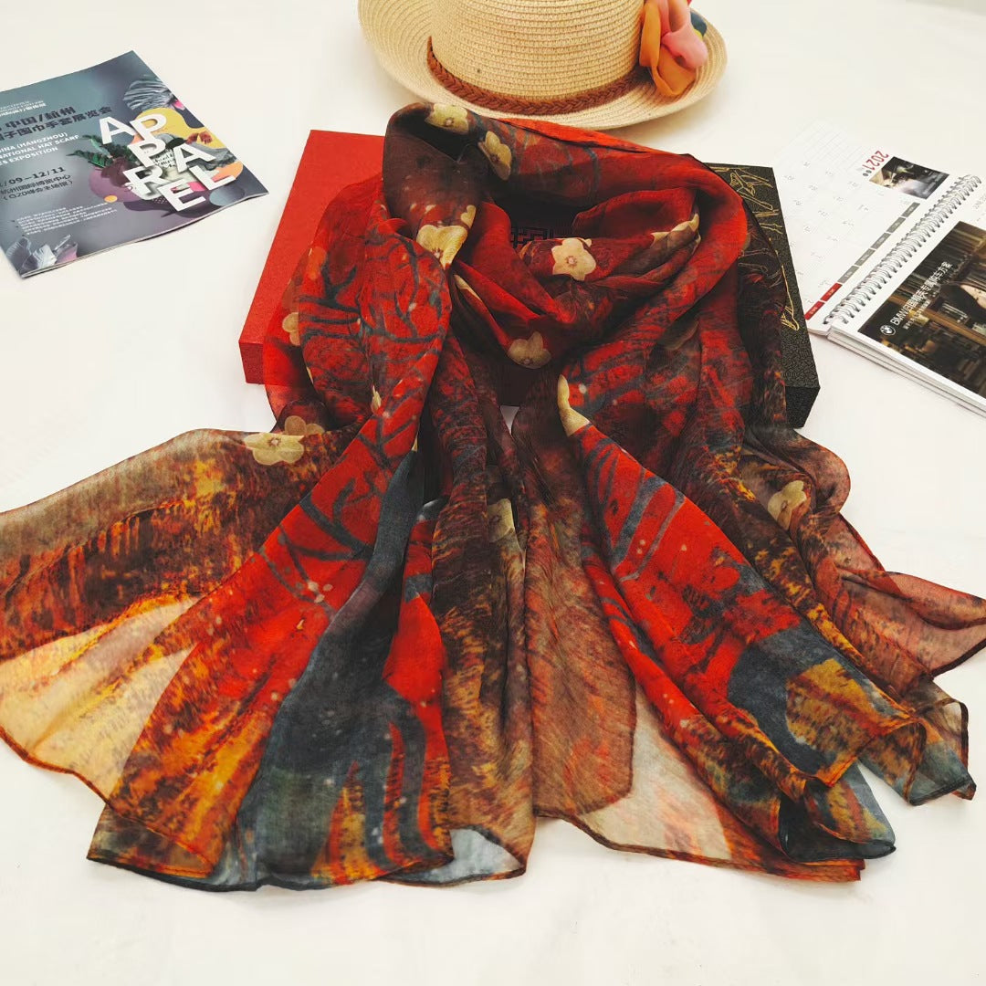 Women's Autumn Digital Inkjet Printing Silk Scarf