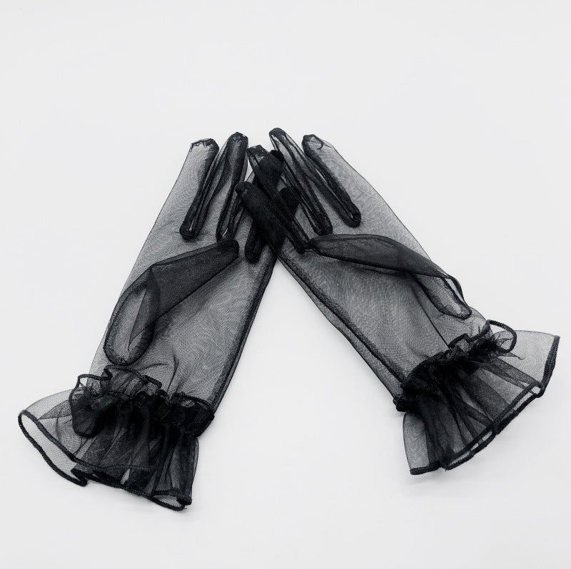 Bridal Wedding Dress Evening Gown Gloves Ruffle
