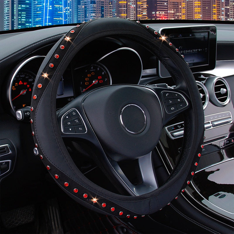 Leather, Diamonds And Gems Flash Elastic Elastic Steering Wheel Cover