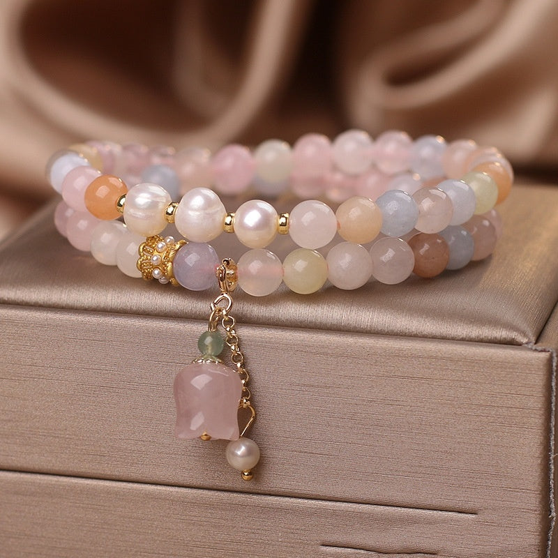 Ethnic Style Natural Morganite Bracelet Female Summer