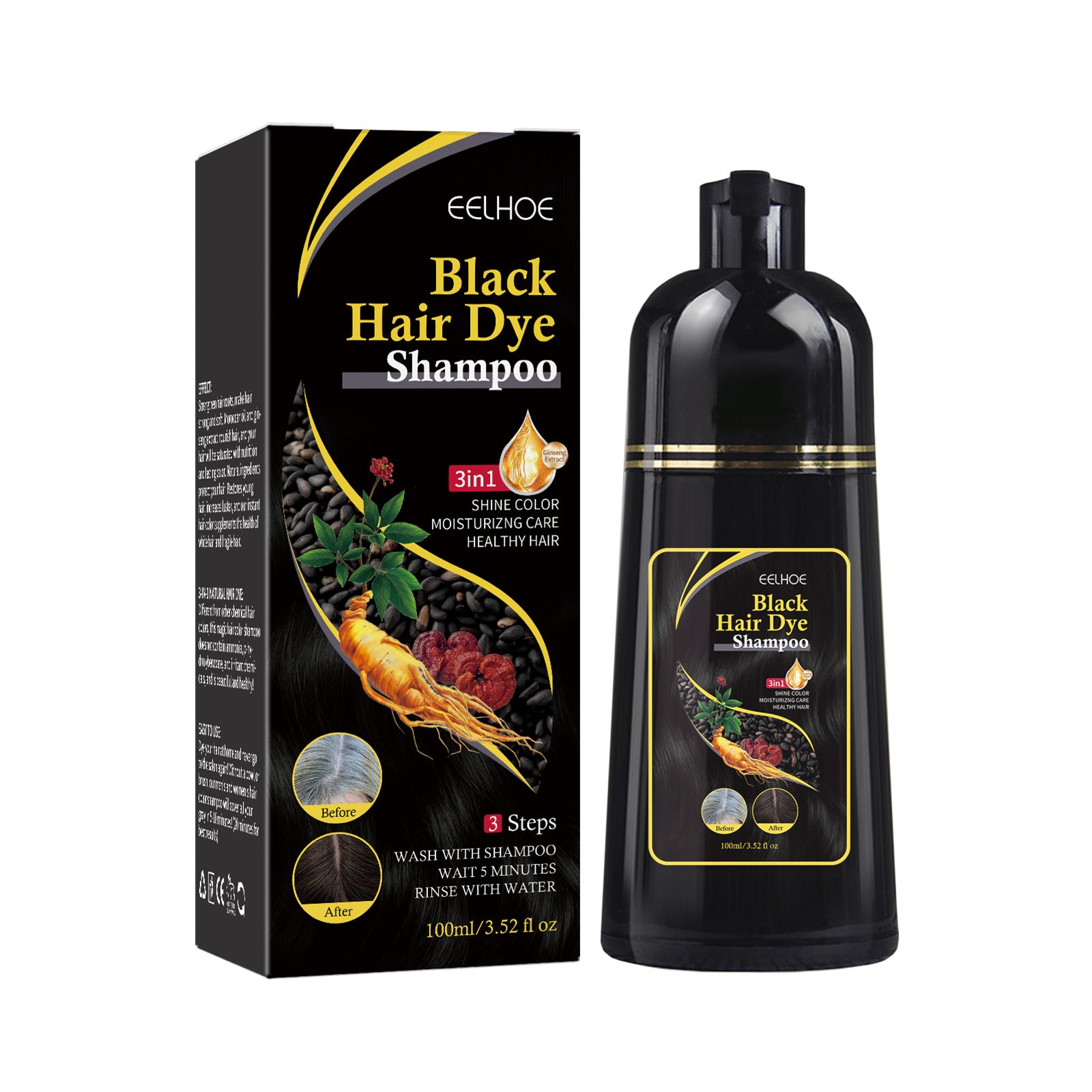 Shampooing Blanc au Noir Nettoyage Réparateur Noir Doux