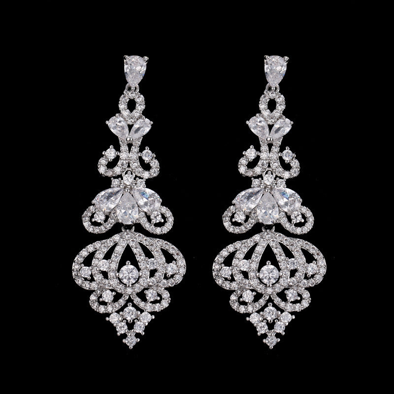 Exaggerated Temperament Long Zircon Earrings For Women