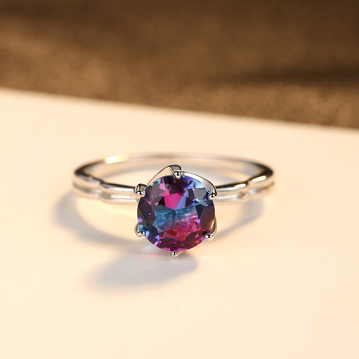Silver Jewelry Synthetic Rainbow Gem Fashion