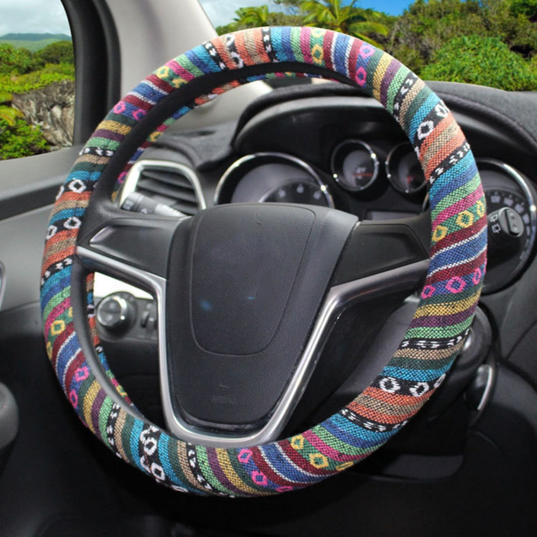 Couverture de Volant de Voiture en Tissu Grossier Style Ethnique Personnalité Tendance