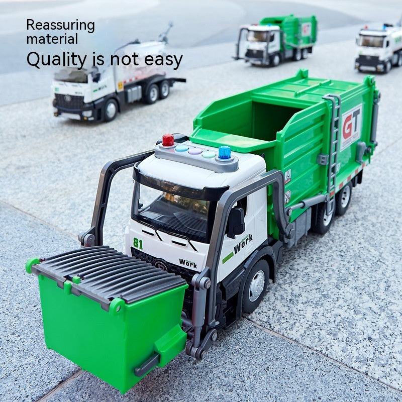 Jiadu Large Alloy City Sanitation Vehicle Model Garbage Cleaning Transport Truck Simulation Metal Engineering Vehicle Boxed