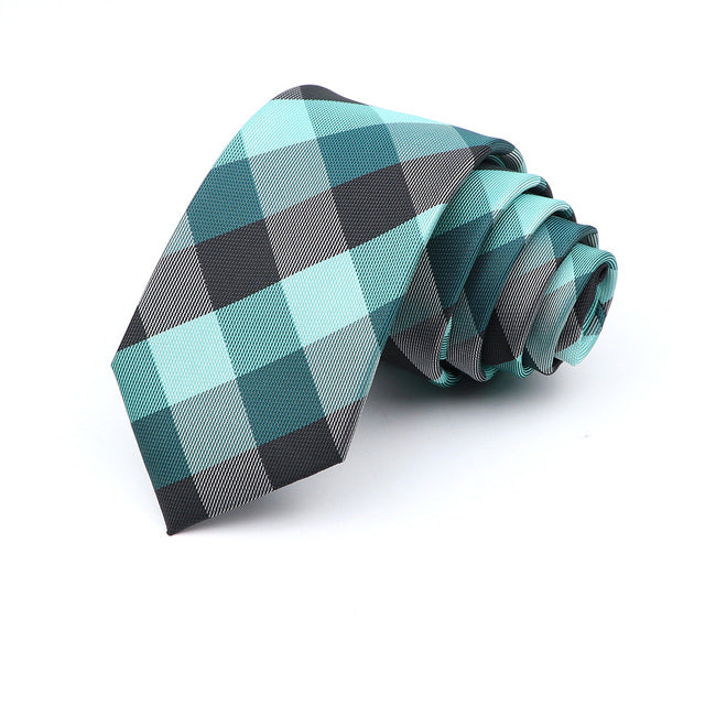 Cravate décontractée 6cm pour hommes, cravate fine en polyester à carreaux
