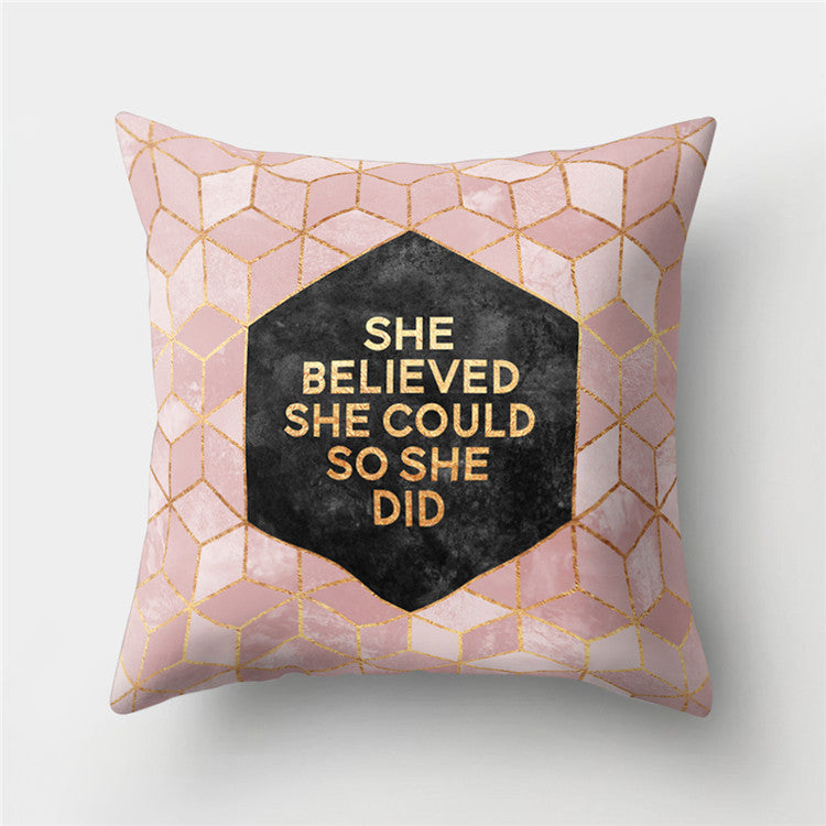 Rose Gold Powder Peach Skin Fabric Pillow Sofa Cushion Cover