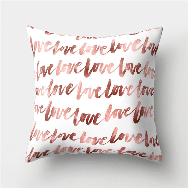 Rose Gold Powder Peach Skin Fabric Pillow Sofa Cushion Cover