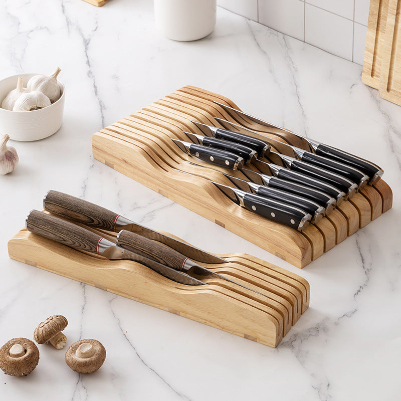 Solid Wood Drawer Knife Rack Household Kitchen Horizontal