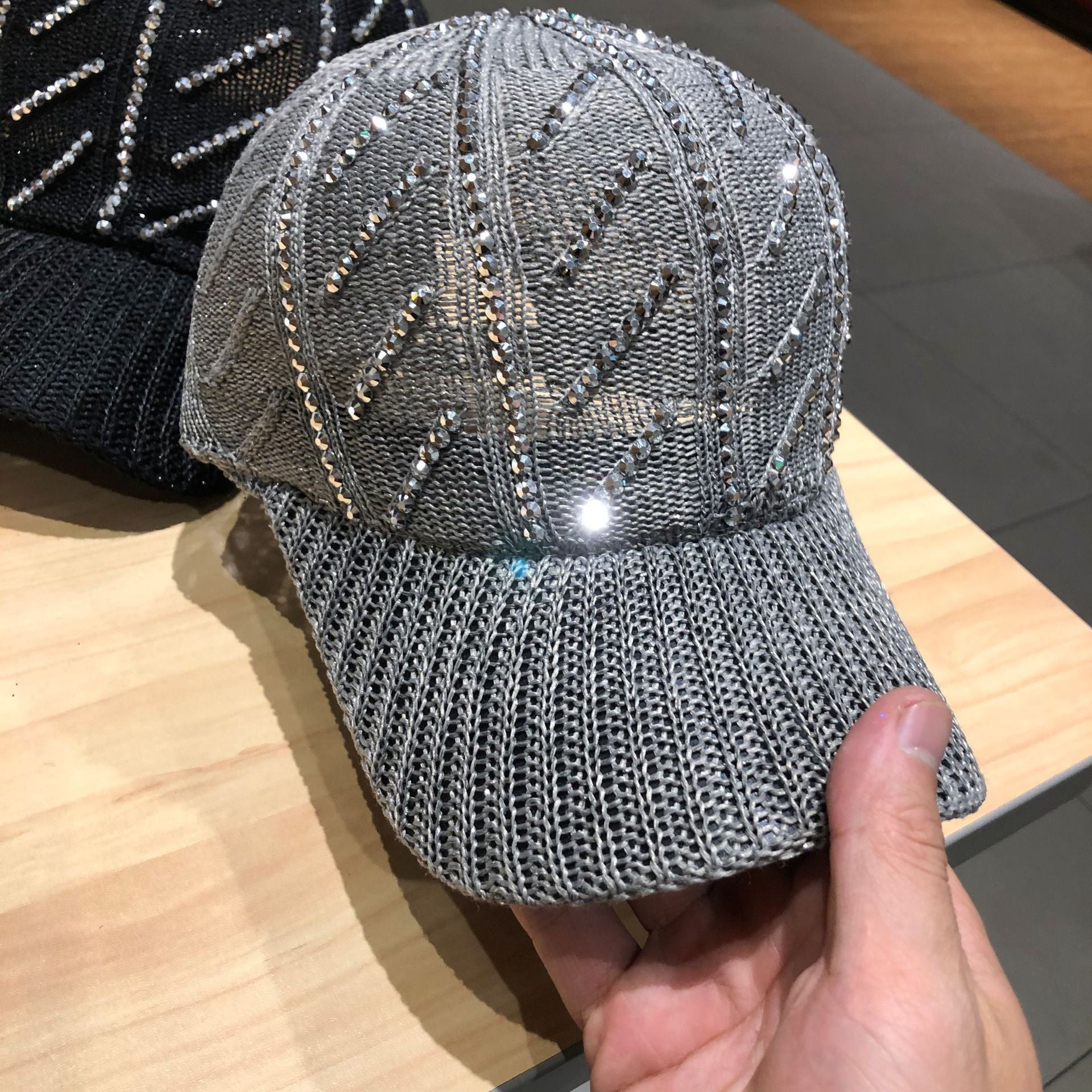 Mesh Knitted Baseball Cap With Drill