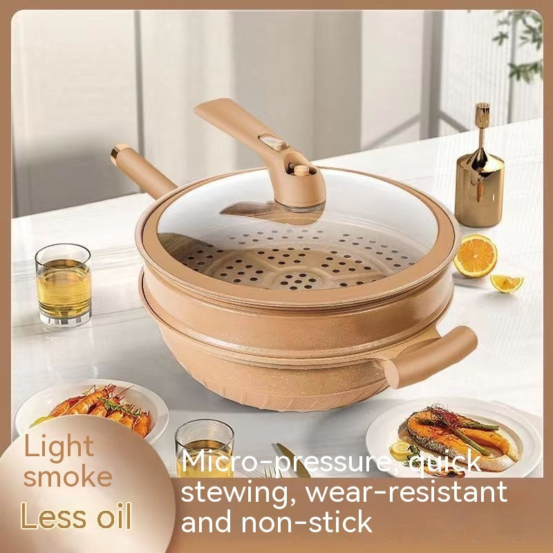 Pottery Clay Micro Pressure Titanium Wok Frying Non-stick Pan Household Coating
