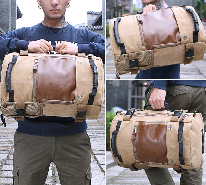 Large-capacity backpack canvas men's backpack multi-function shoulder computer backpack outdoor travel bag