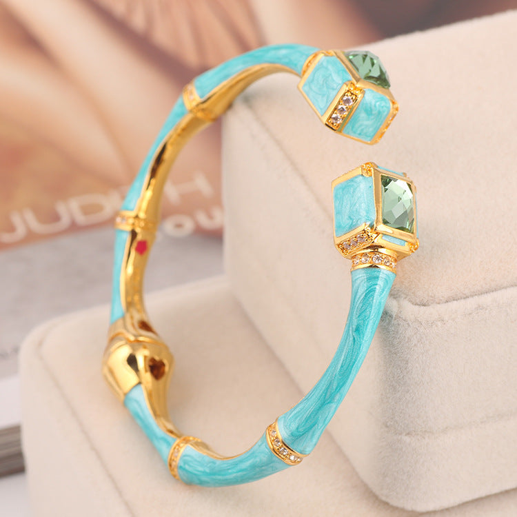 Fashion Jewelry Enamel Glaze Hand Painted Pearlescent Bamboo Bracelet