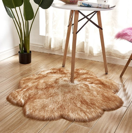 Tapis en Laine Artificielle, Forme Florale, en Peau de Mouton, Poilu, Faux Tapis, Coussin de Siège en Fourrure, Chaud, Tapetes, Tapis de Sol, Tapis Doux