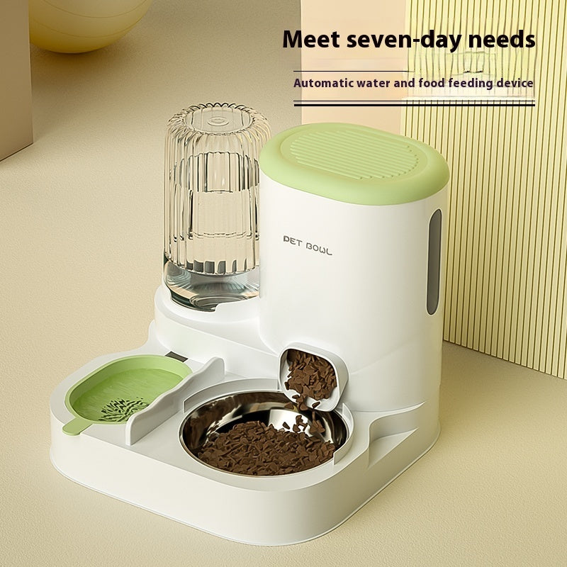 Gamelle pour chat, distributeur automatique d'eau, double gamelle intégrée en acier inoxydable