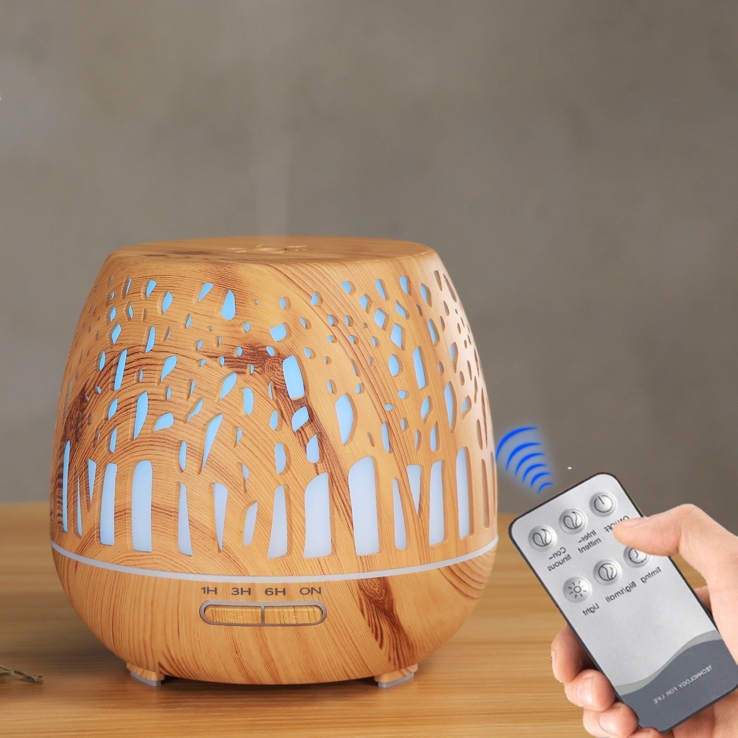 Diffuseur d'huiles essentielles d'ambiance, creux, coloré, humidificateur ultrasonique