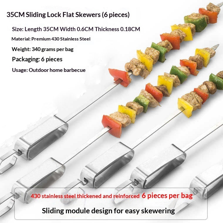 Brochettes de barbecue en acier inoxydable 430 épaissi