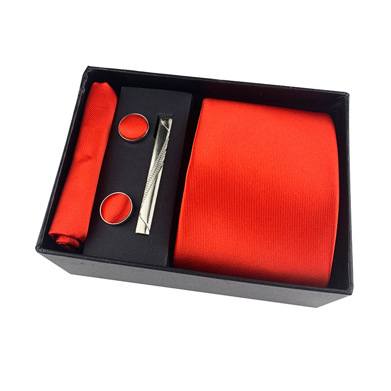 Paisley Men's Tie Square Cuff Tie Clip Gift Set Business Casual Tie Black Gift Box