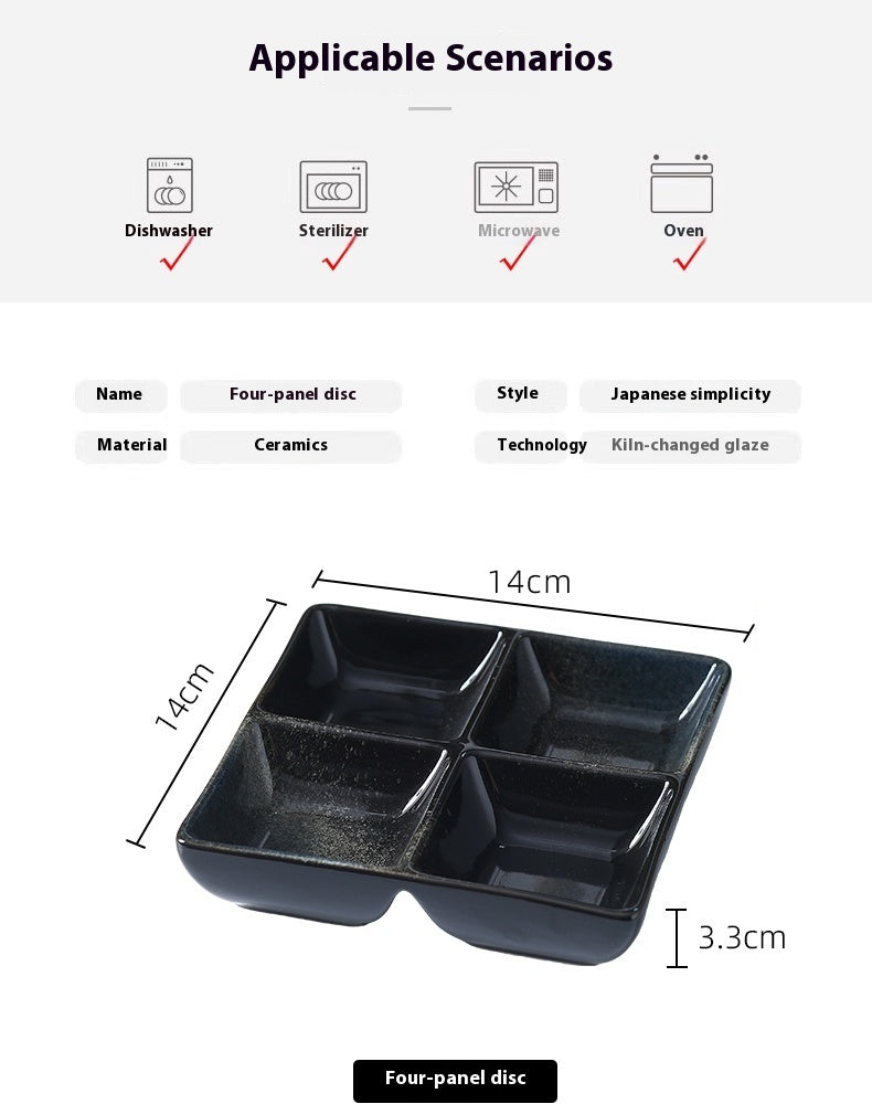 Ceramic Three Grid Seasoning Vinegar Tableware
