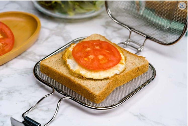 Sandwich BBQ Grill Grille-pain à sandwich Four à pain en acier inoxydable Filet de barbecue Outil de cuisson pour le petit-déjeuner