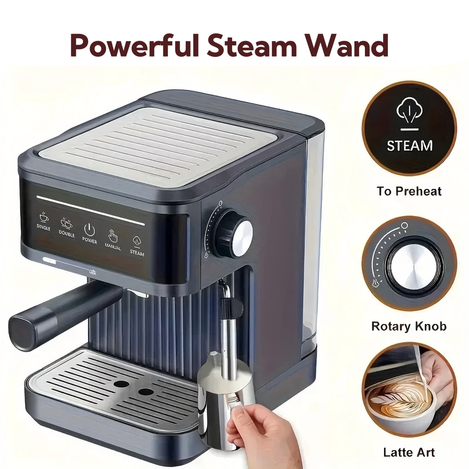 Machine à café italienne semi-automatique compacte pour la maison